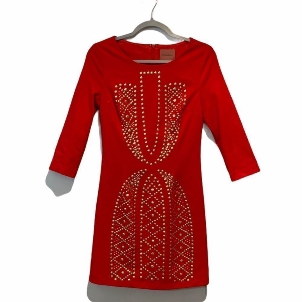 I. Madeline Red BodyCon Long Sleeved Midi Dress Size Small